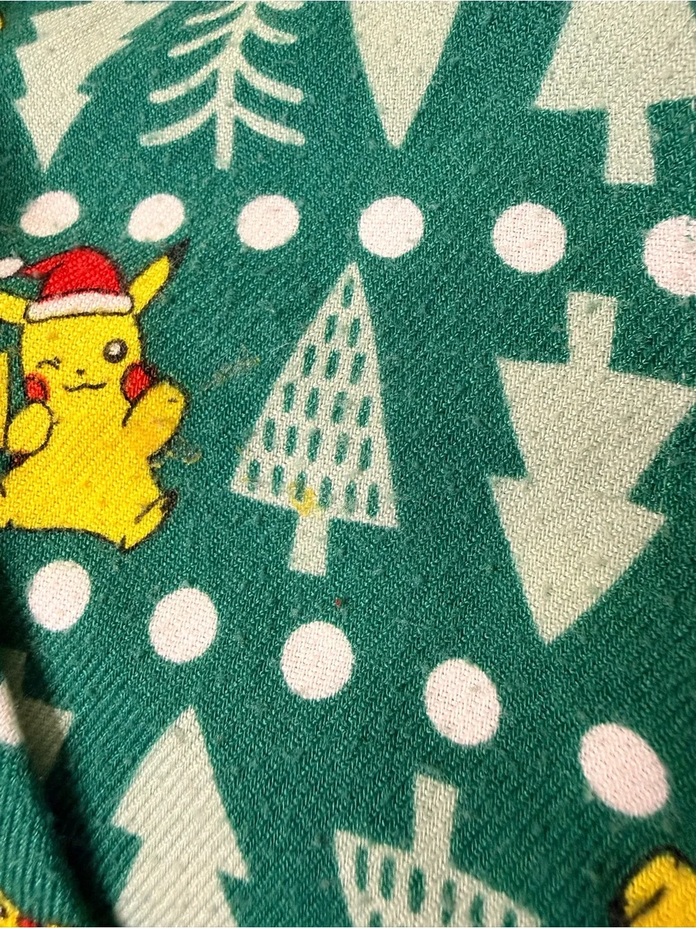 Hanna Andersson Flannel Pokémon Holiday Pajama Set Pikachu Trees Green Christmas